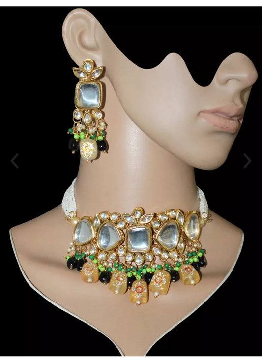 Gold Plated Necklace With Earrings