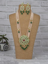 Gold Plated Long Necklace With Earrings