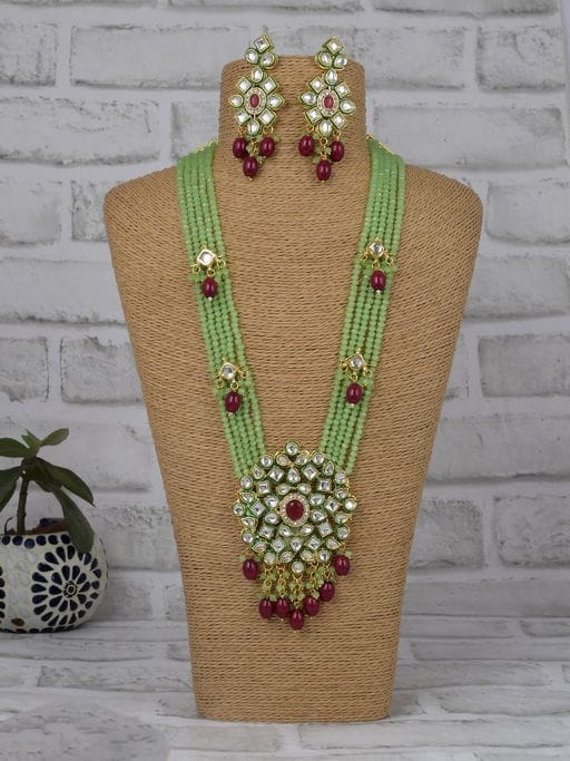 Gold Plated Long Necklace With Earrings
