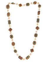Gold Plated Long Multi Beads Kundan Necklace