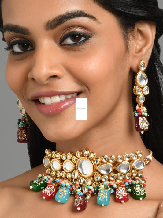 Gold Plated Pearl And Kundan Necklace