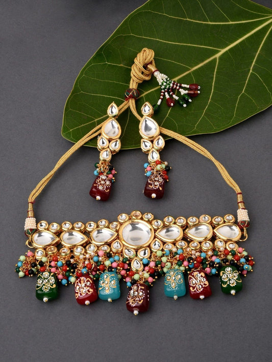 Gold Plated Pearl And Kundan Necklace
