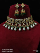 Bridal Kundan and White Drop Stones Necklace Set