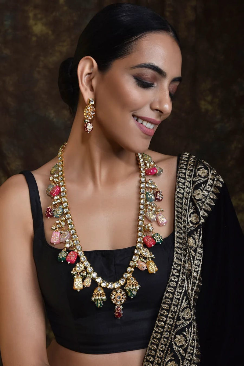 Bridal Kundan and Multi Color Stones Necklace Set