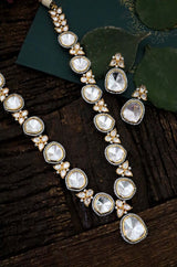 Gold Plated Polki And Cubic Zirconia Victorian Necklace Set