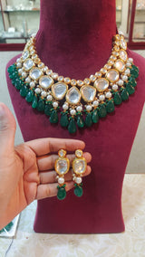 Gold Plated Kundan Wedding Necklace Set