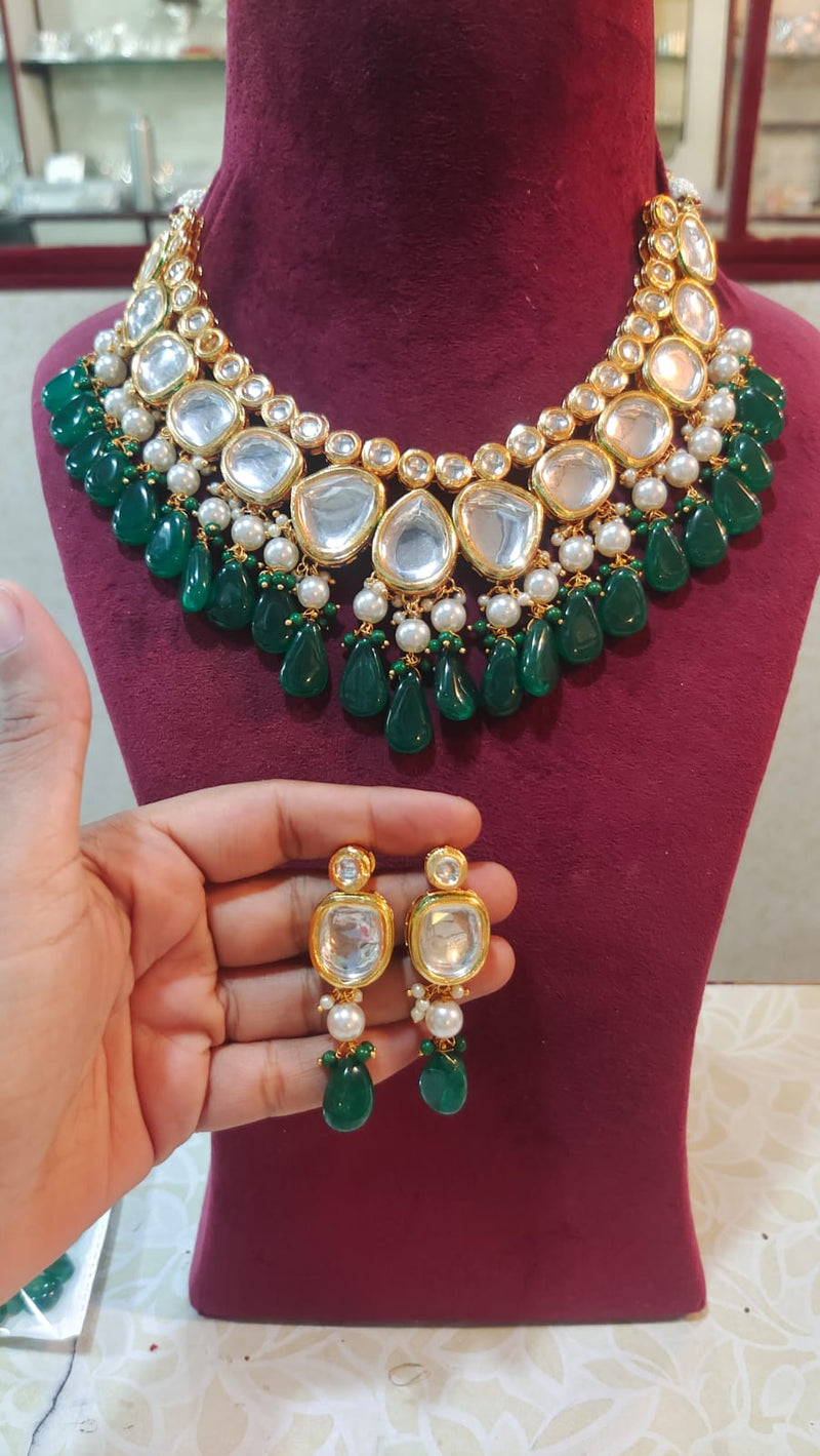 Gold Plated Kundan Wedding Necklace Set