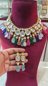 Gold Plated Kundan Wedding Necklace Set