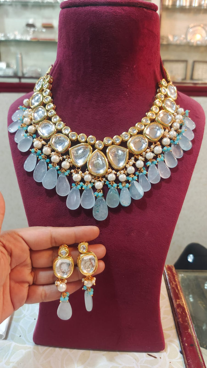 Gold Plated Kundan Wedding Necklace Set