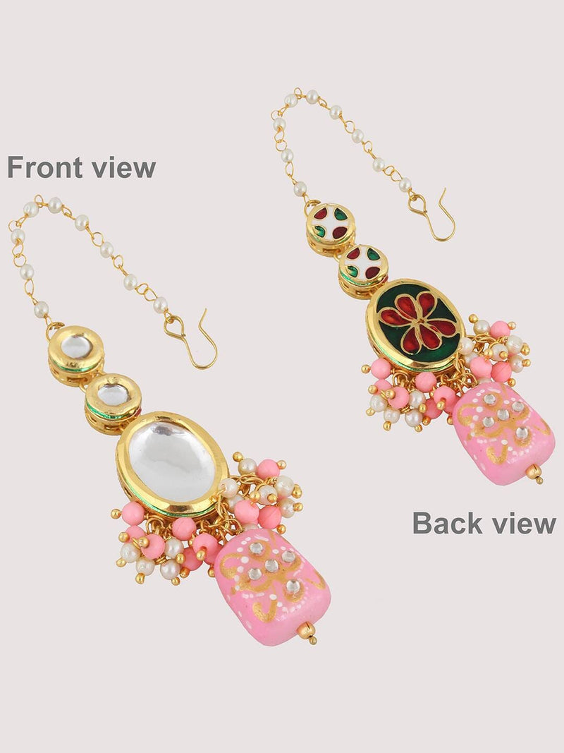 Gold Plated Pink & Beaded Jewellery Set