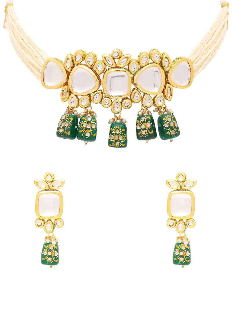 Gold Plated Kundan Necklace Set