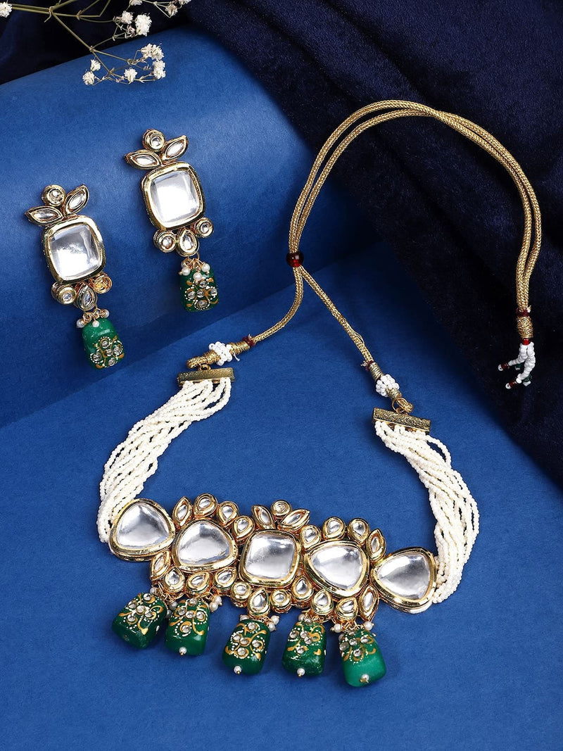 Gold Plated Kundan Necklace Set
