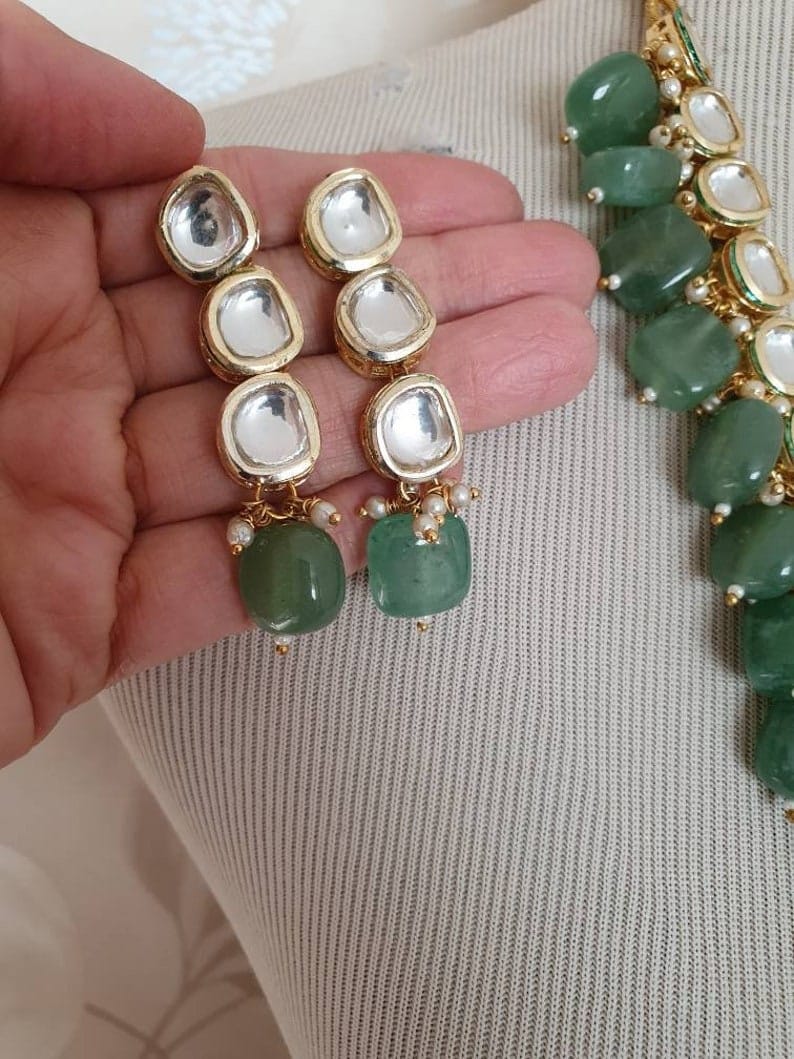 Gold Plated Kundan Necklace With Earring