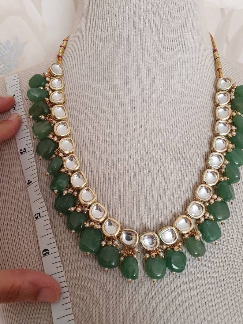Gold Plated Kundan Necklace With Earring