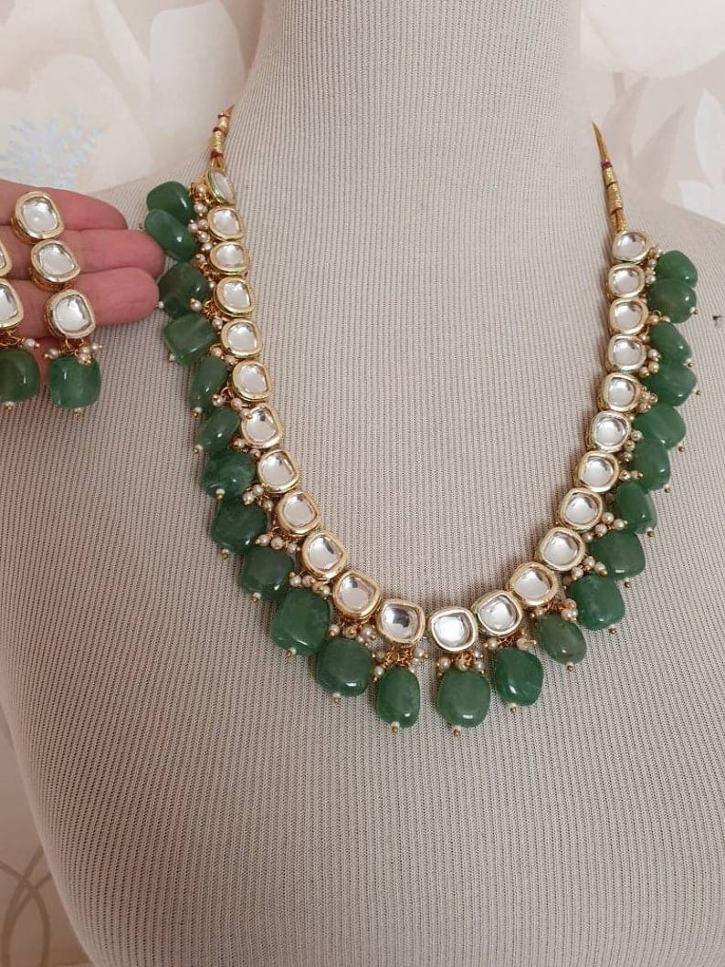 Gold Plated Kundan Necklace With Earring