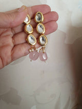 Gold Plated Kundan Necklace With Earring