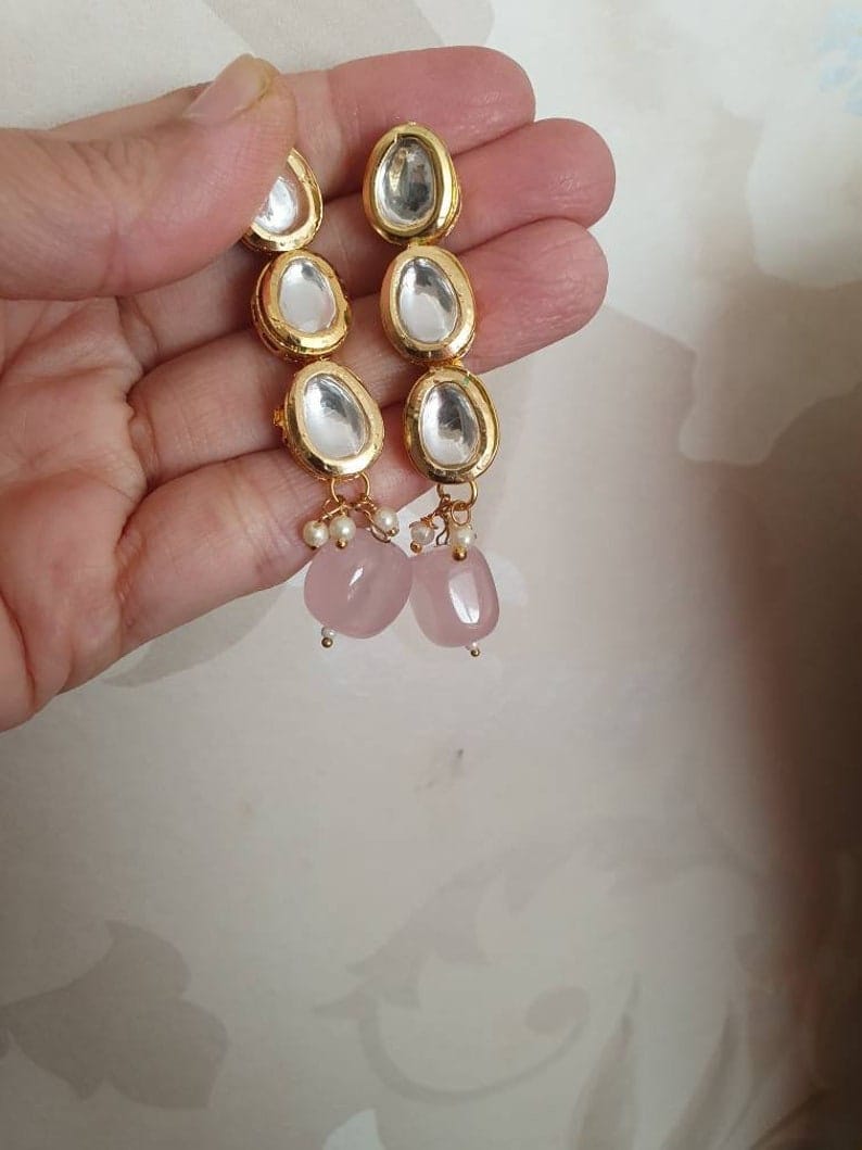 Gold Plated Kundan Necklace With Earring