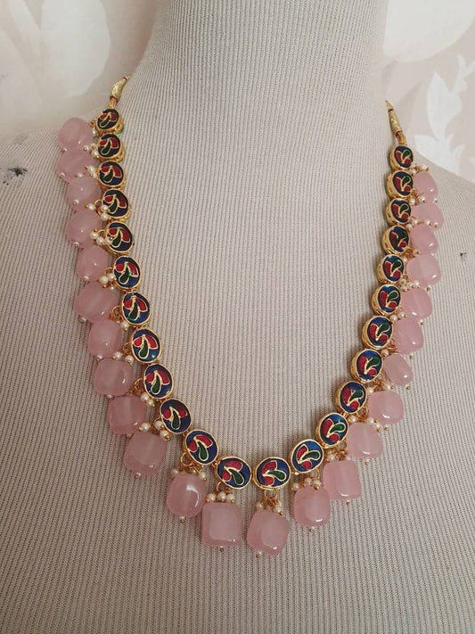 Gold Plated Kundan Necklace With Earring
