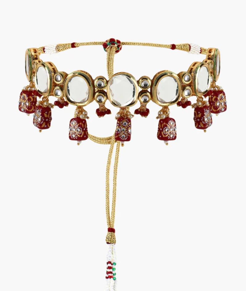 Gold Plated Kundan Necklace With Earring
