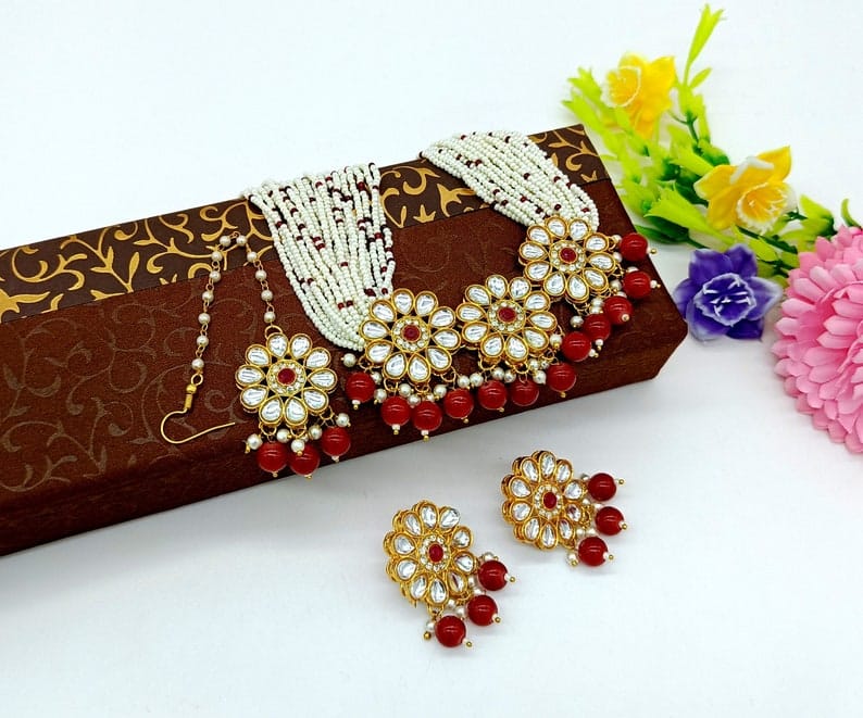Bollywood Inspire Kundan Choker Necklace Set