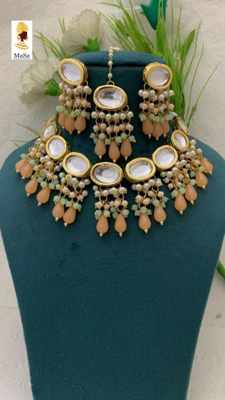 Bollywood Inspired Kundan Choker Necklace Set