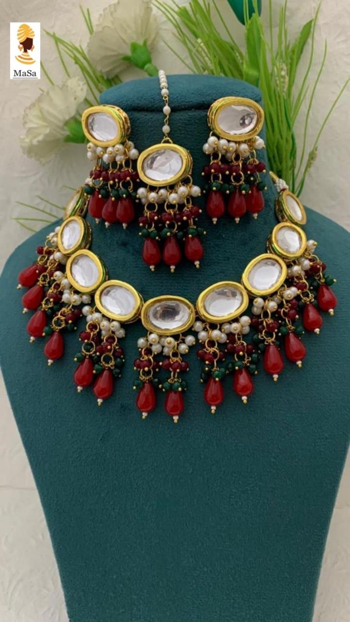Bollywood Inspired Kundan Choker Necklace Set