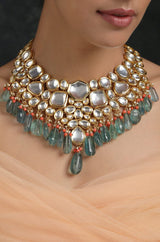 Gold Plated Pearls Kundan Embellished Necklace