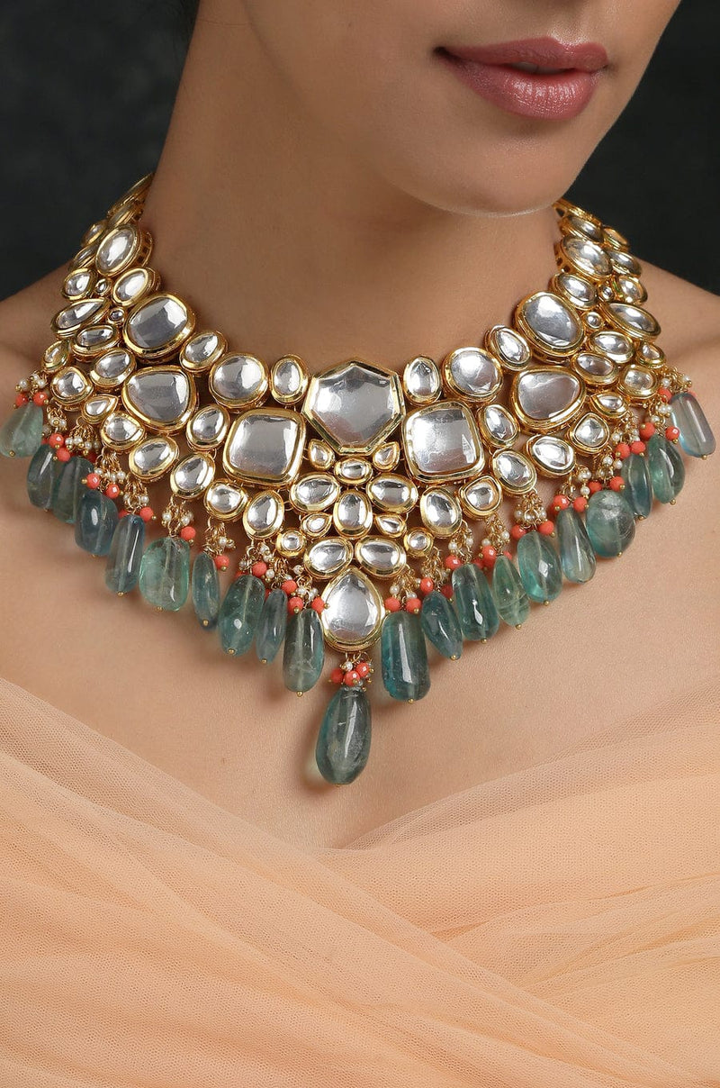 Gold Plated Pearls Kundan Embellished Necklace
