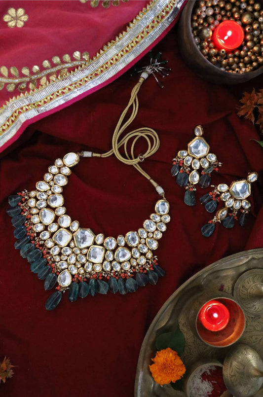 Gold Plated Pearls Kundan Embellished Necklace