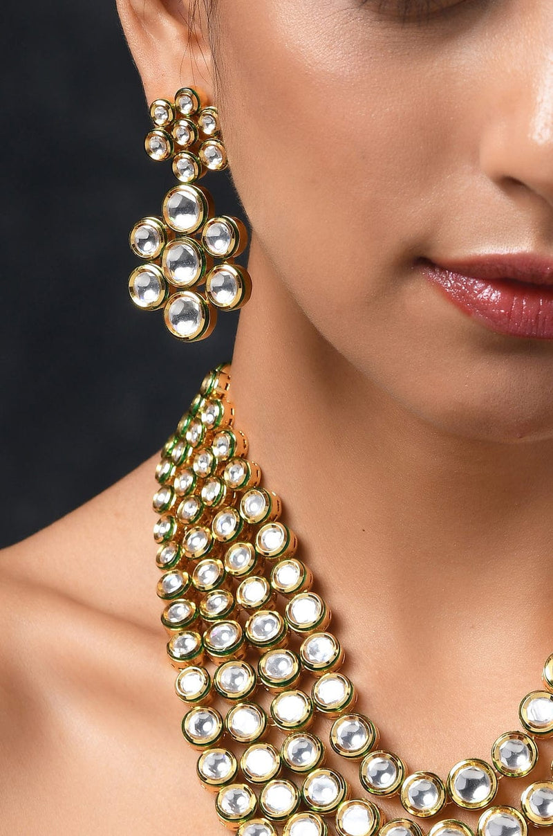 Gold Plated Pearls Kundan Embellished Necklace