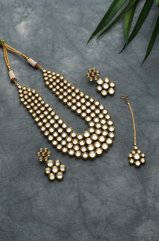 Gold Plated Pearls Kundan Embellished Necklace