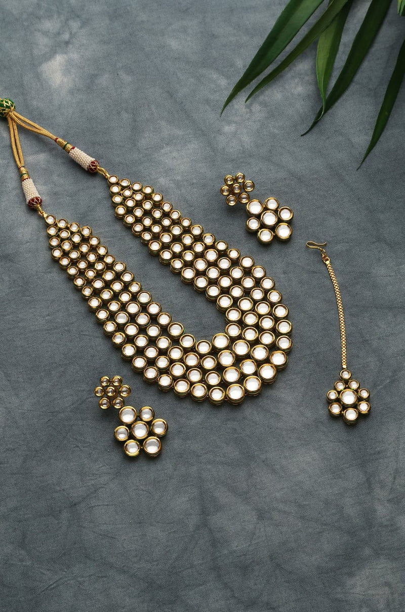Gold Plated Pearls Kundan Embellished Necklace