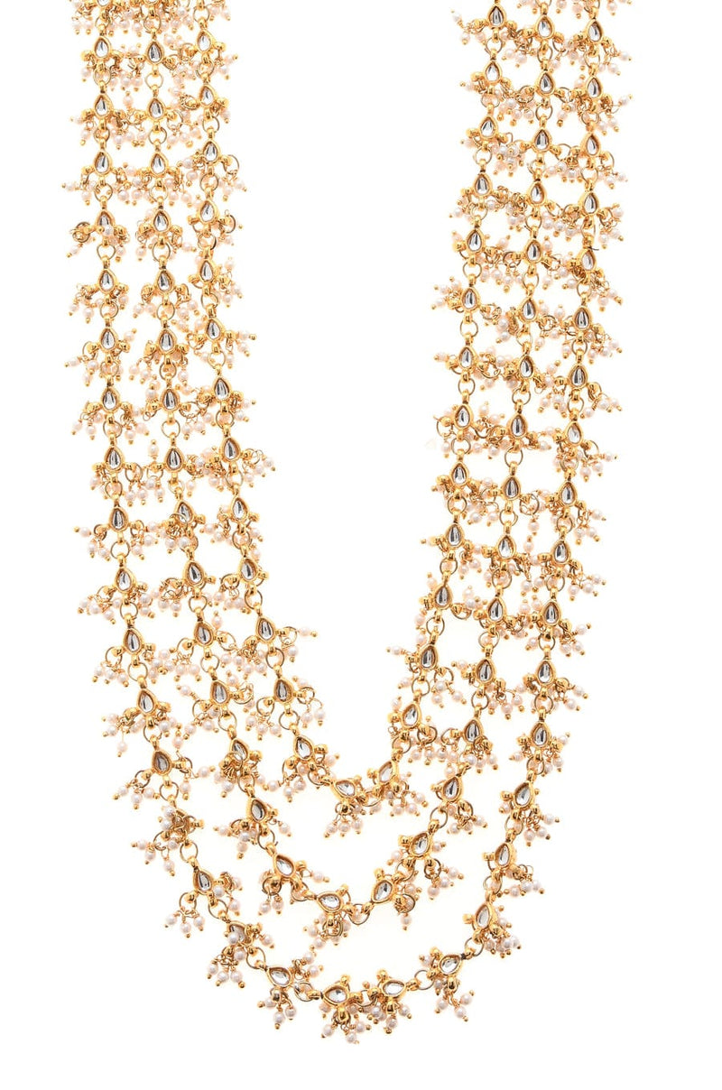 Gold Plated Pearls Kundan Embellished Necklace