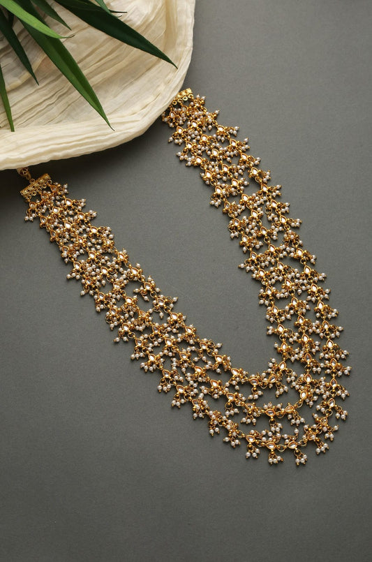 Gold Plated Pearls Kundan Embellished Necklace