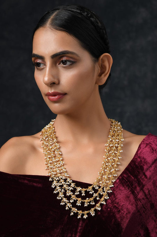 Gold Plated Pearls Kundan Embellished Necklace