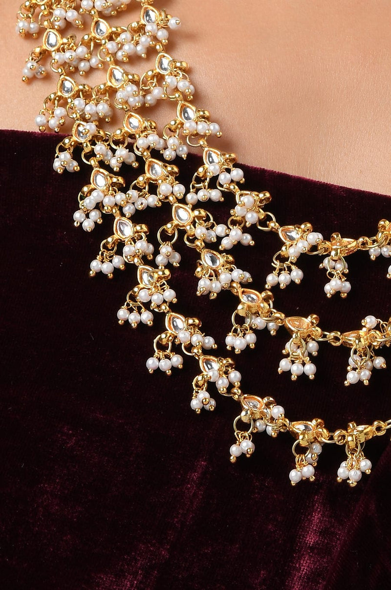 Gold Plated Pearls Kundan Embellished Necklace