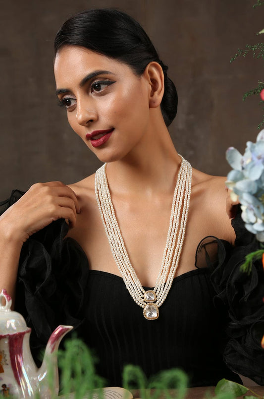Victorian Uncut Polki Faux Diamond Necklace set
