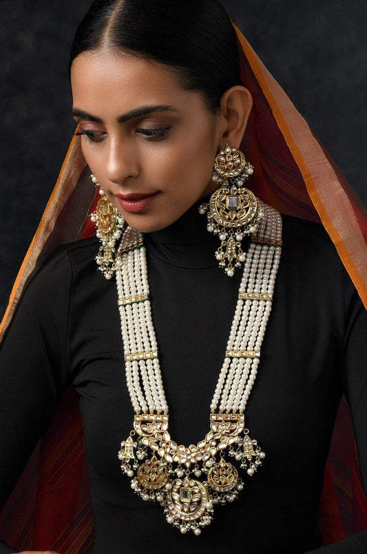 Gold Plated Pearls Kundan Polki Embellished Necklace