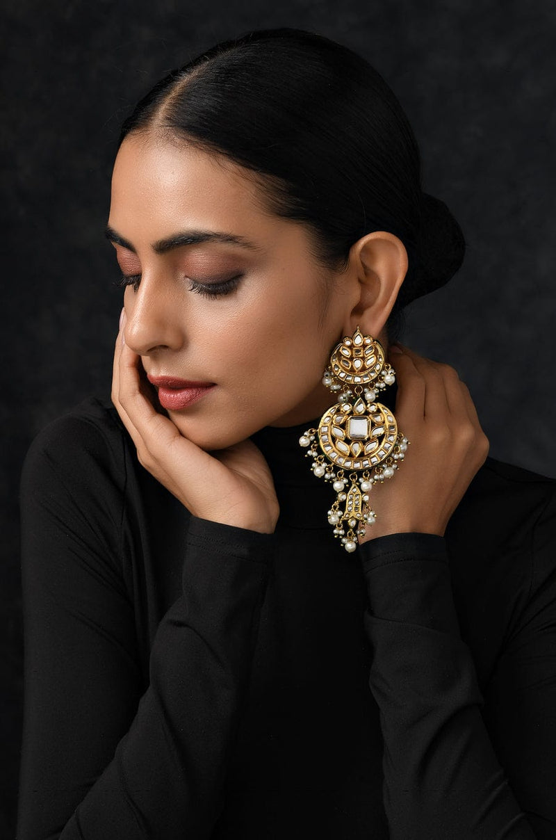 Gold Plated Pearls Kundan Polki Embellished Necklace
