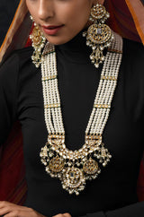 Gold Plated Pearls Kundan Polki Embellished Necklace