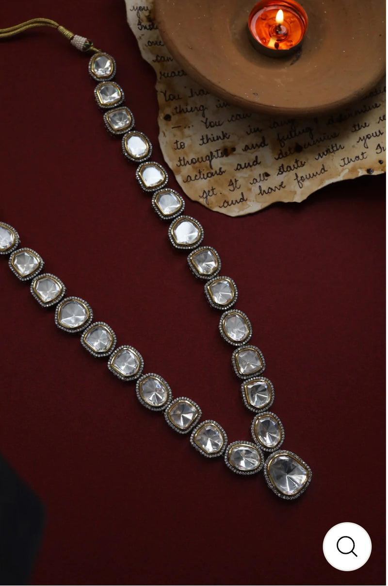 Victorian Uncut Polki Faux Diamond Necklace