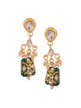 Gold Plated Green & Red Kundan Studded & Beaded Jewellery Set