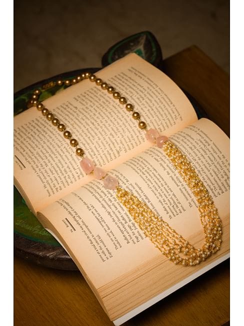 Gold Plated Stone Long Necklace Set