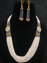 Gold Plated Kundan Stone & Beads Necklace Set