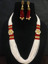 Gold Plated Kundan Stone & Beads Necklace Set