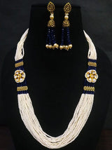 Gold Plated Kundan Stone & Beads Necklace Set