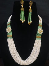 Gold Plated Kundan Stone & Beads Necklace Set