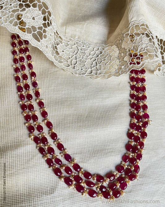 Gold Tone Beaded Layered Necklace