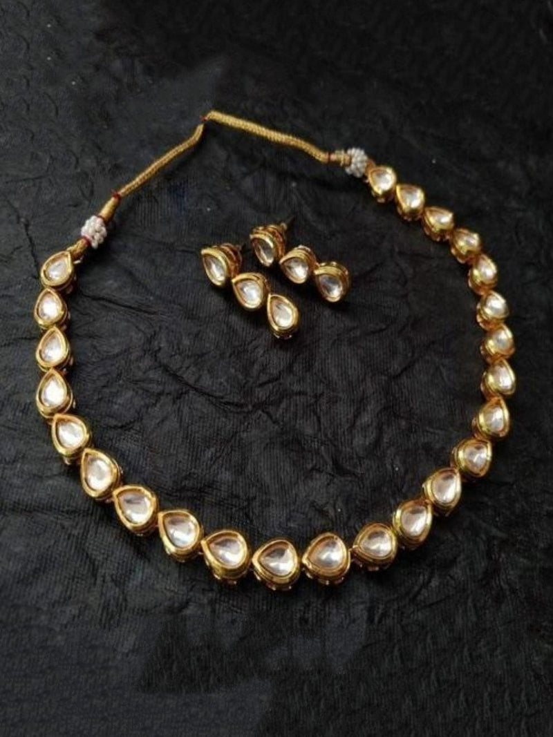 Gold Plated Kundan Choker Necklace With Earring