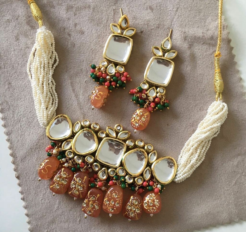 Gold Plated Kundan Necklace Set